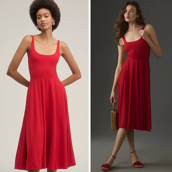 NEW Reformation Rou Sleeveless Midi Knit Dress Red Influencer Favorite Tik Tok - Picture 1 of 8